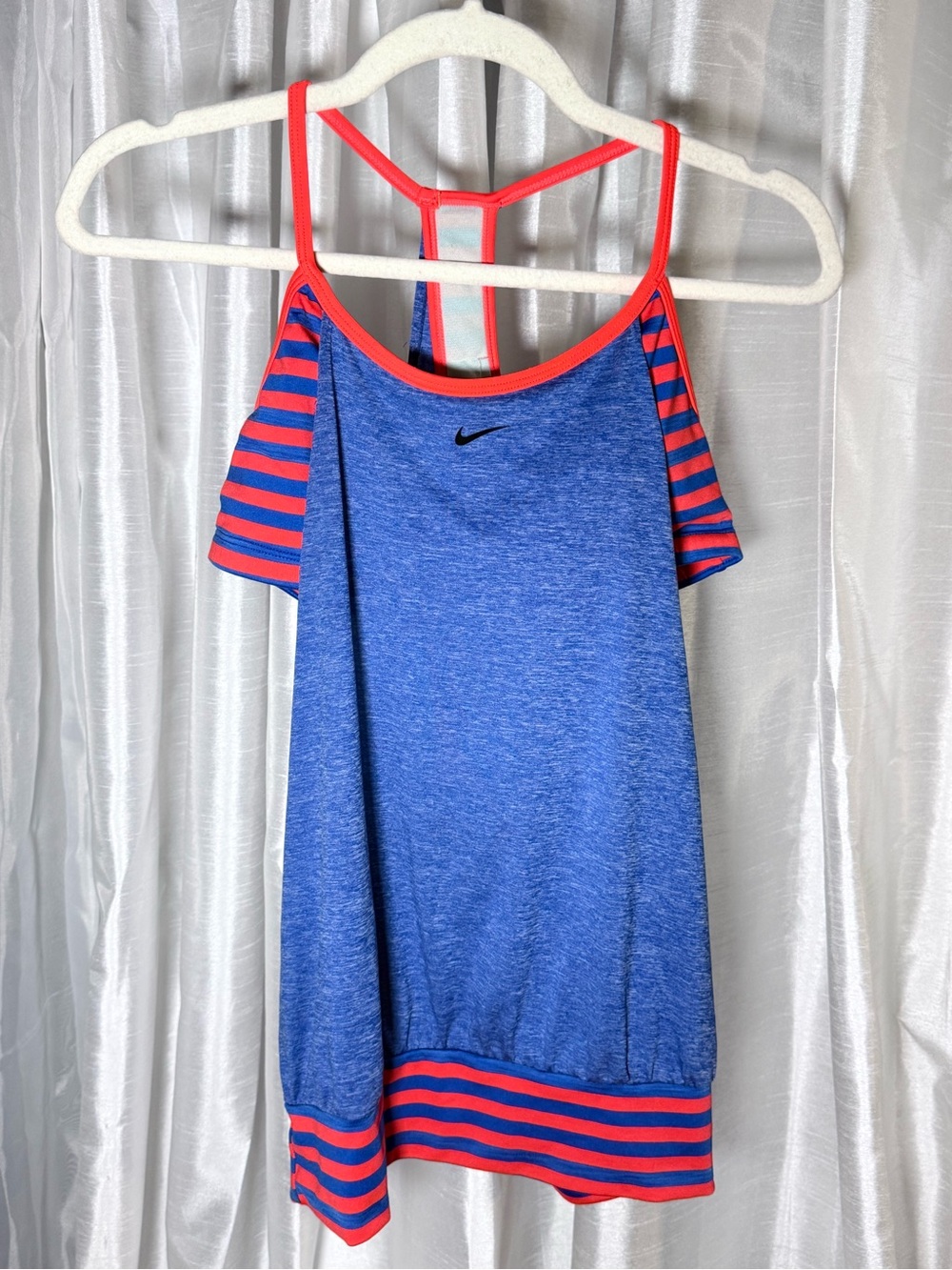 Nike Blue Tank Top with Red Trim and Stripes